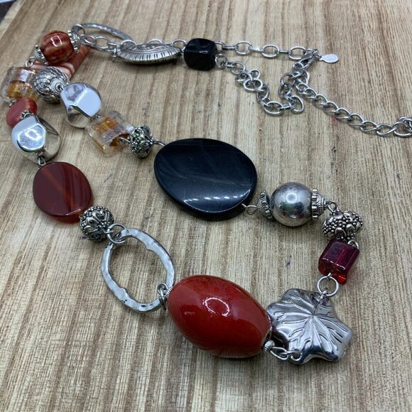 Premier Designs "Ignite" Multi Colored Silver Tone Necklace - Picture 1 of 6